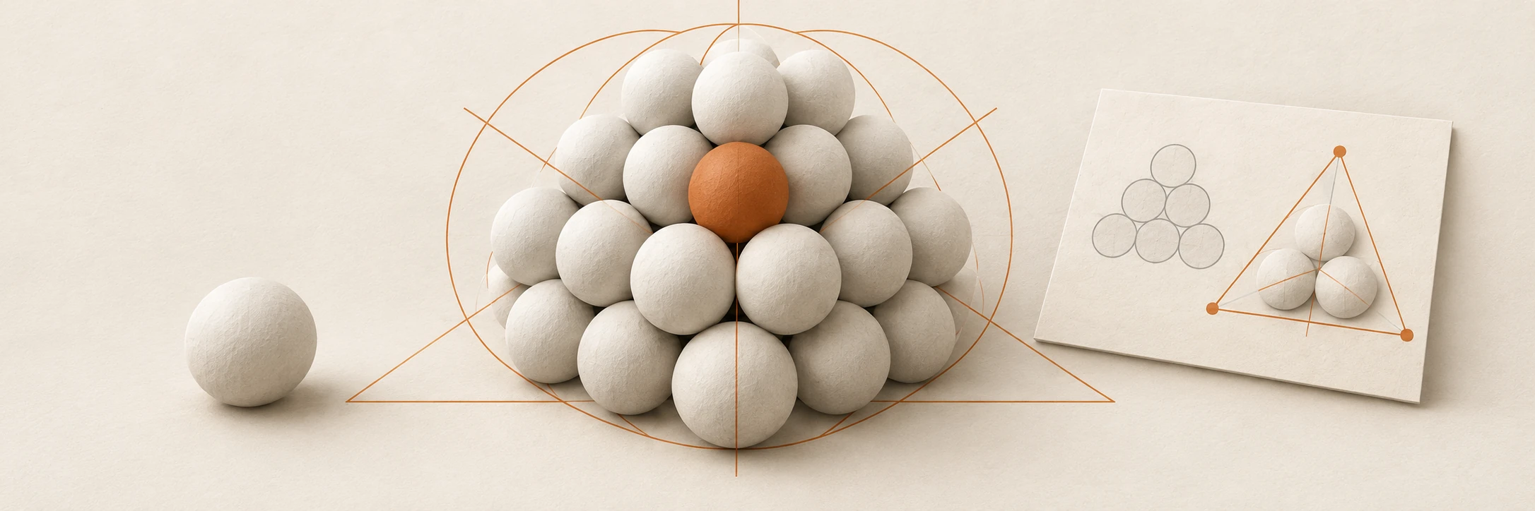 An abstract geometric landscape of mathematical constructions.